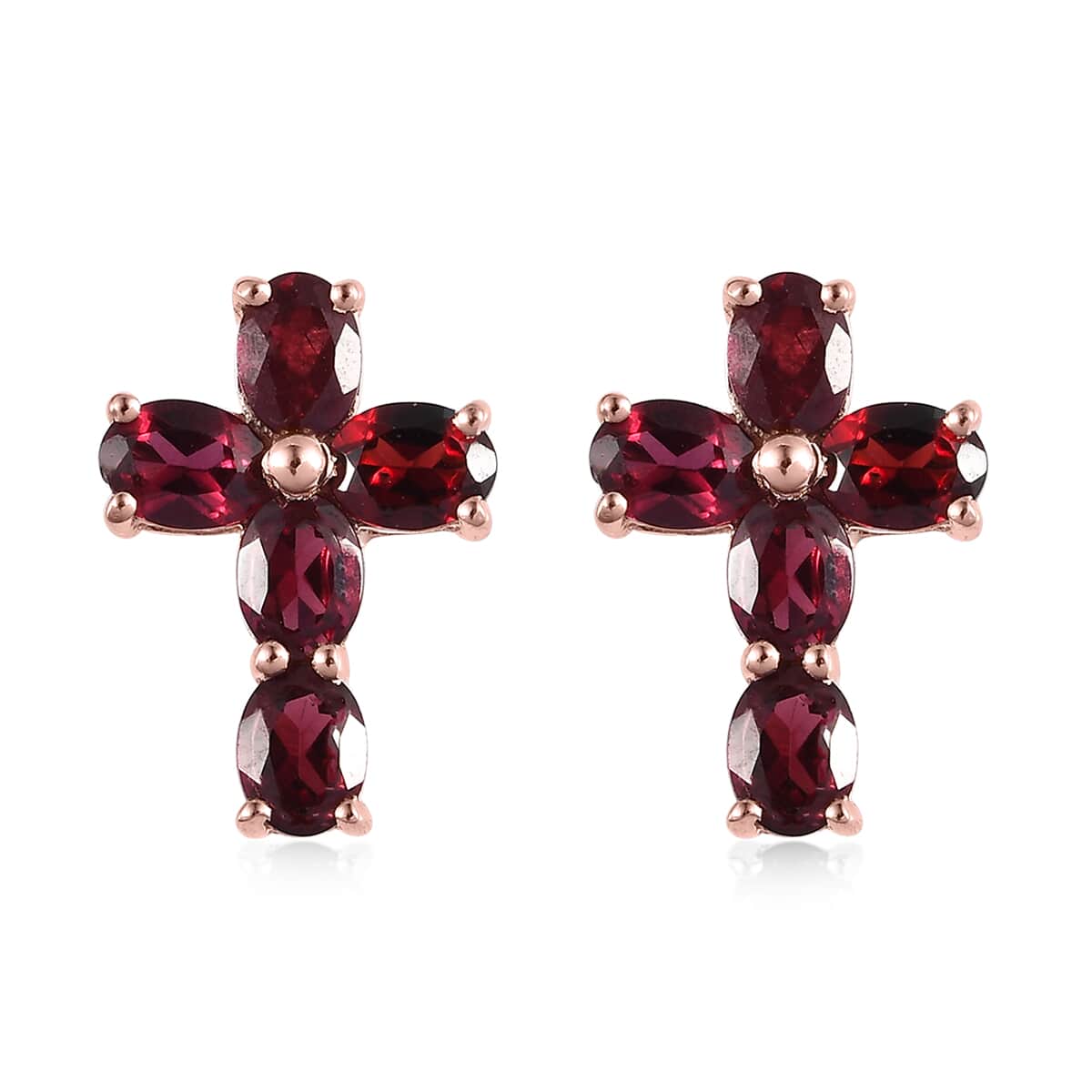 Anthill Garnet Cross Earrings in Vermeil Rose Gold Over Sterling Silver 2.00 ctw image number 0