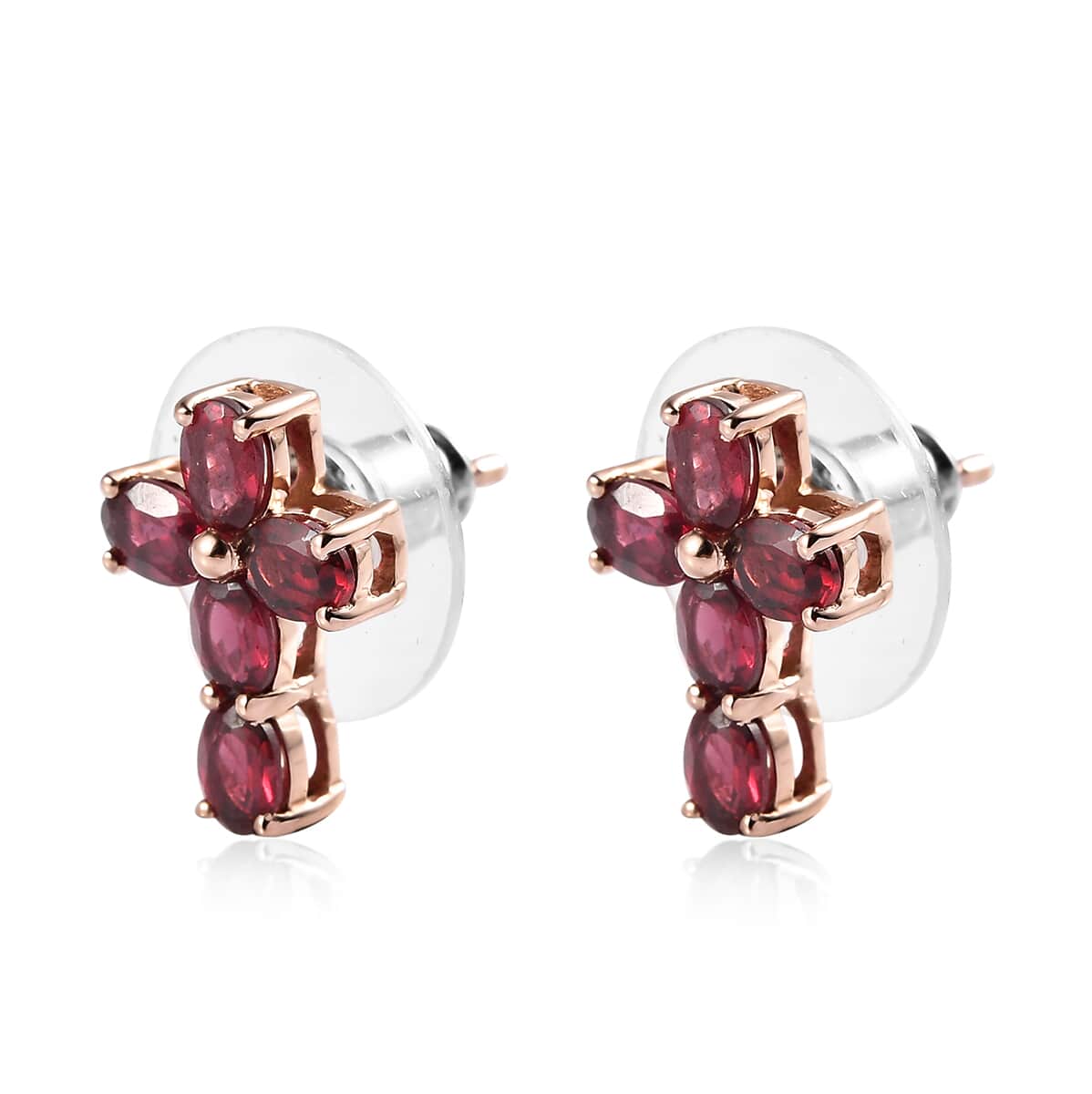Anthill Garnet Cross Earrings in Vermeil Rose Gold Over Sterling Silver 2.00 ctw image number 3