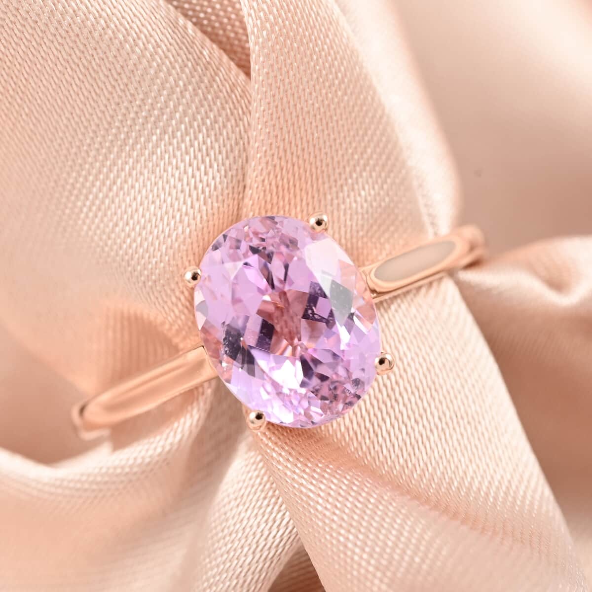 Certified & Appraised LUXORO 14K Rose Gold AAA Martha Rocha Kunzite Solitaire Ring 2.70 ctw image number 1