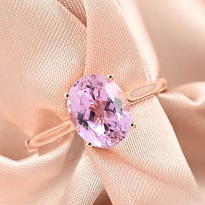 Certified & Appraised Luxoro AAA Martha Rocha Kunzite 2.70 ctw Solitaire Ring in 14K Rose Gold (Size 10.0)