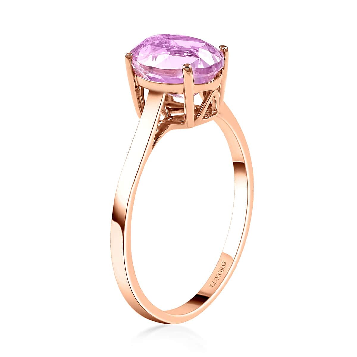 Certified & Appraised Luxoro AAA Martha Rocha Kunzite 2.70 ctw Solitaire Ring in 14K Rose Gold (Size 10.0)