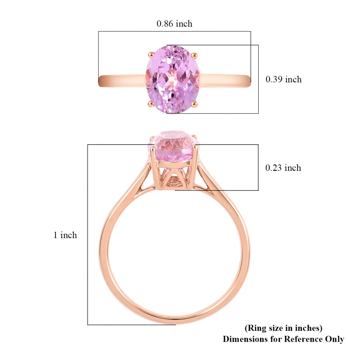 Certified & Appraised LUXORO 14K Rose Gold AAA Martha Rocha Kunzite Solitaire Ring 2.70 ctw image number 5