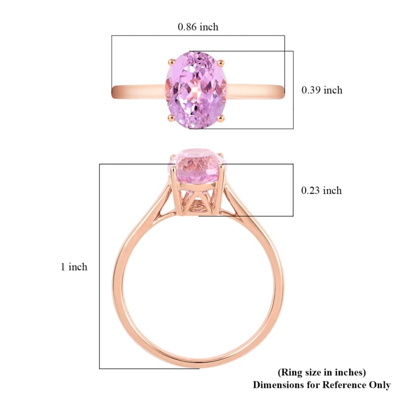 Certified & Appraised Luxoro AAA Martha Rocha Kunzite 2.70 ctw Solitaire Ring in 14K Rose Gold (Size 10.0)