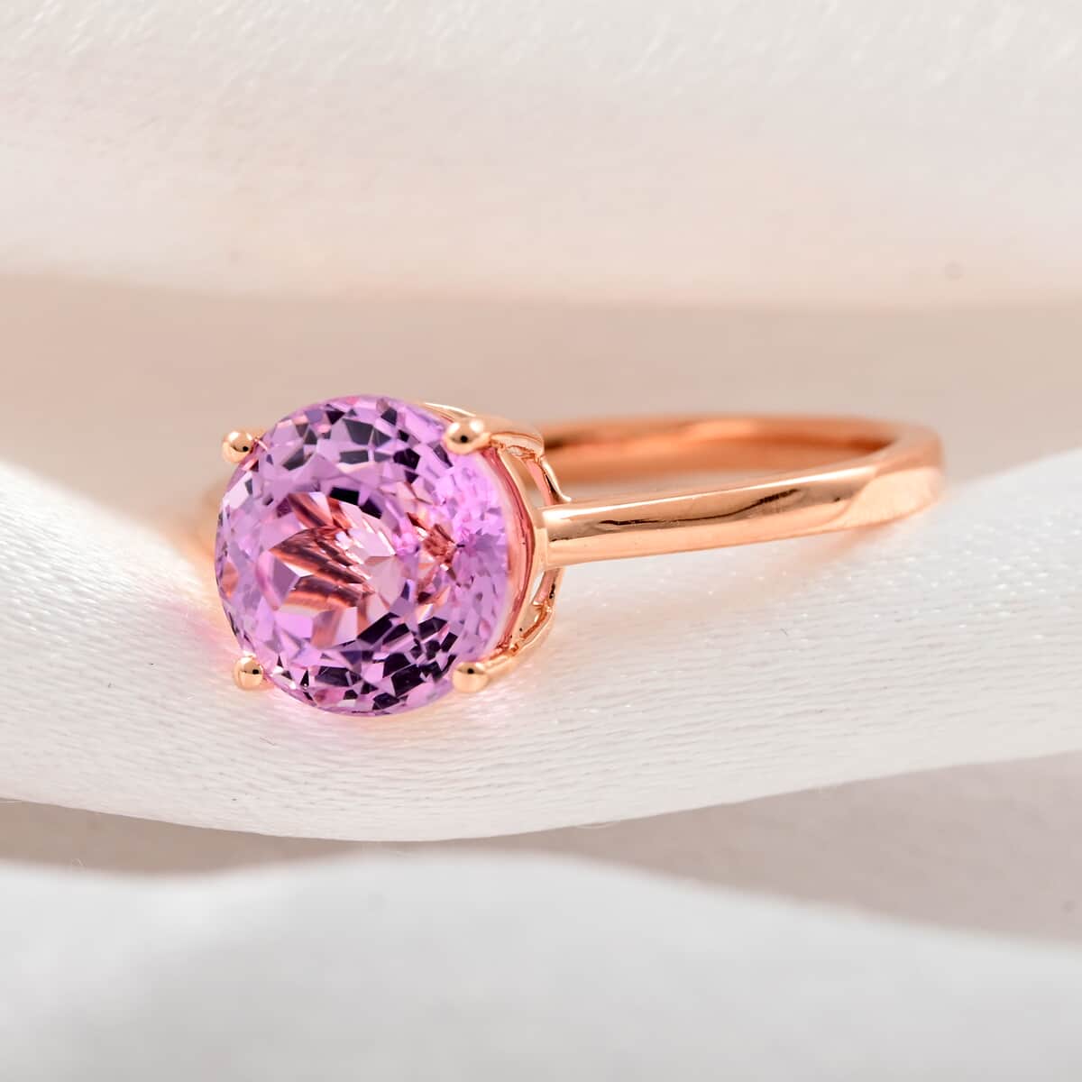 Certified & Appraised LUXORO 14K Rose Gold AAA Martha Rocha Kunzite Solitaire Ring 3.14 Grams 2.60 ctw image number 1