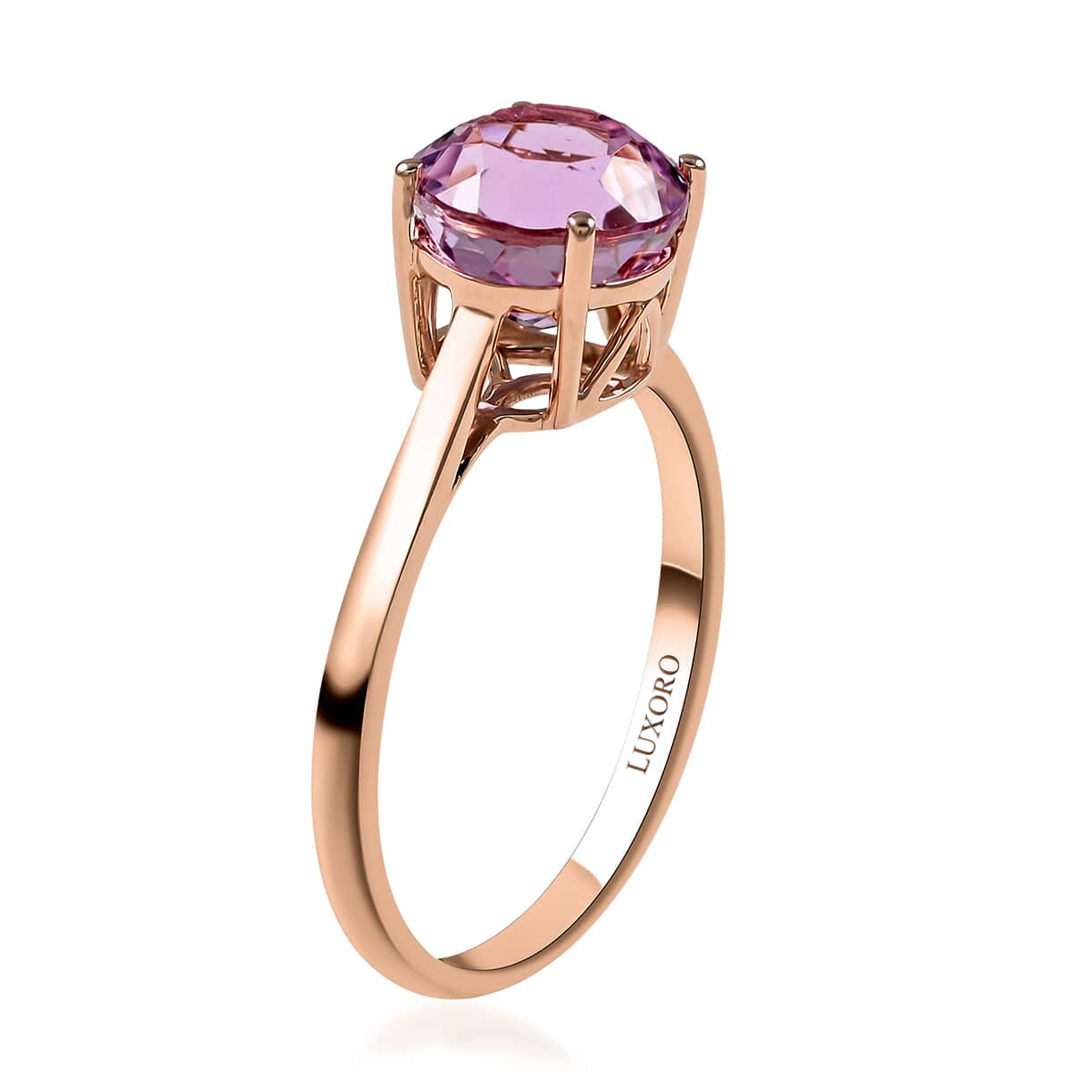 Certified & Appraised Luxoro 14K Rose Gold AAA Martha Rocha Kunzite Solitaire Ring (Size 9.0) 2.60 ctw image number 3