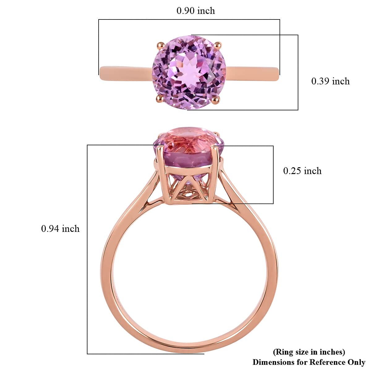 Certified & Appraised Luxoro 14K Rose Gold AAA Martha Rocha Kunzite Solitaire Ring (Size 9.0) 2.60 ctw image number 5