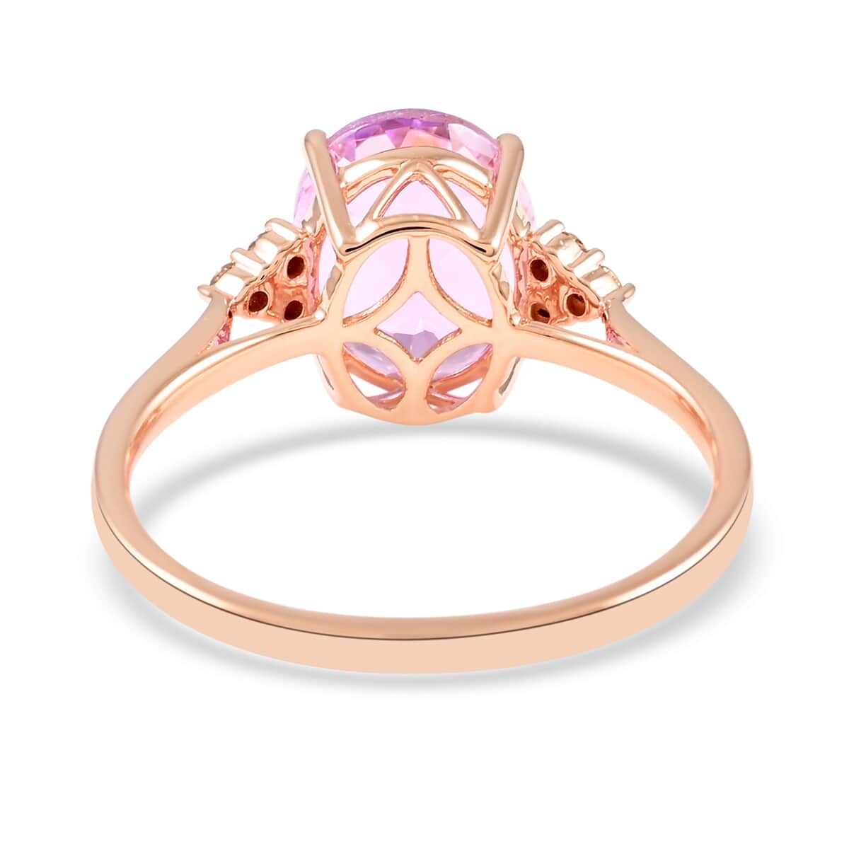 Certified & Appraised Luxoro 14K Rose Gold AAA Martha Rocha Kunzite and G-H I1 Diamond Ring (Size 6.0) 3.45 ctw image number 4