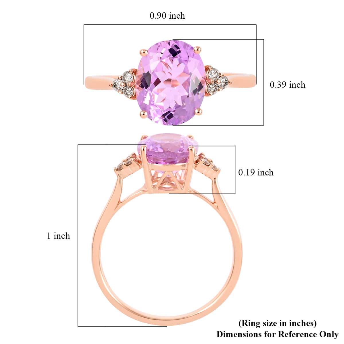 Certified & Appraised Luxoro 14K Rose Gold AAA Martha Rocha Kunzite and G-H I1 Diamond Ring (Size 6.0) 3.45 ctw image number 5
