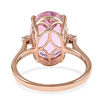 Certified & Appraised Luxoro 14K Rose Gold AAA Martha Rocha Kunzite and G-H I1 Diamond Ring (Size 10.0) 2.85 Grams 8.00 ctw