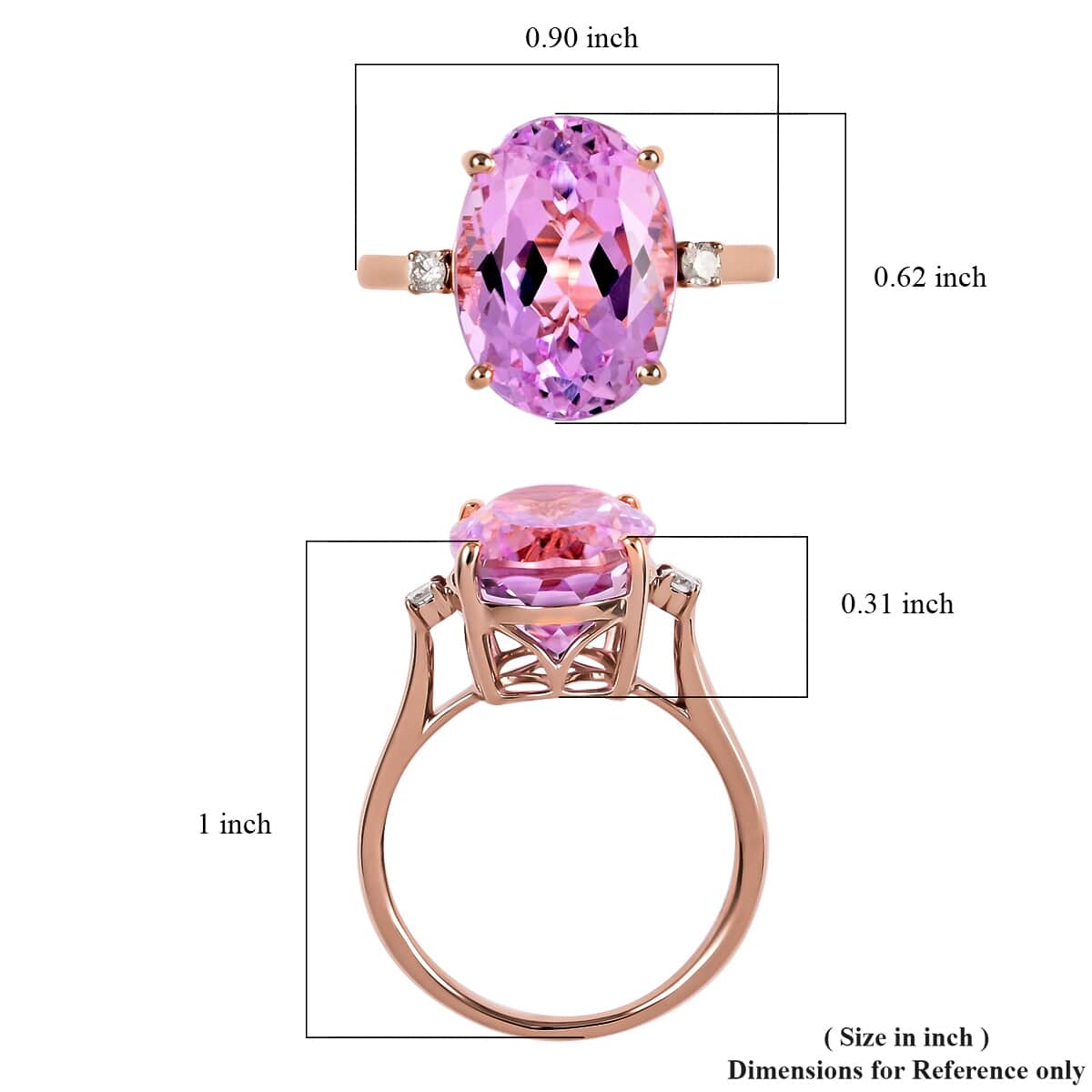 Certified LUXORO 14K Rose Gold AAA Martha Rocha Kunzite and G-H I1 Diamond Ring 2.85 Grams 8.00 ctw image number 5