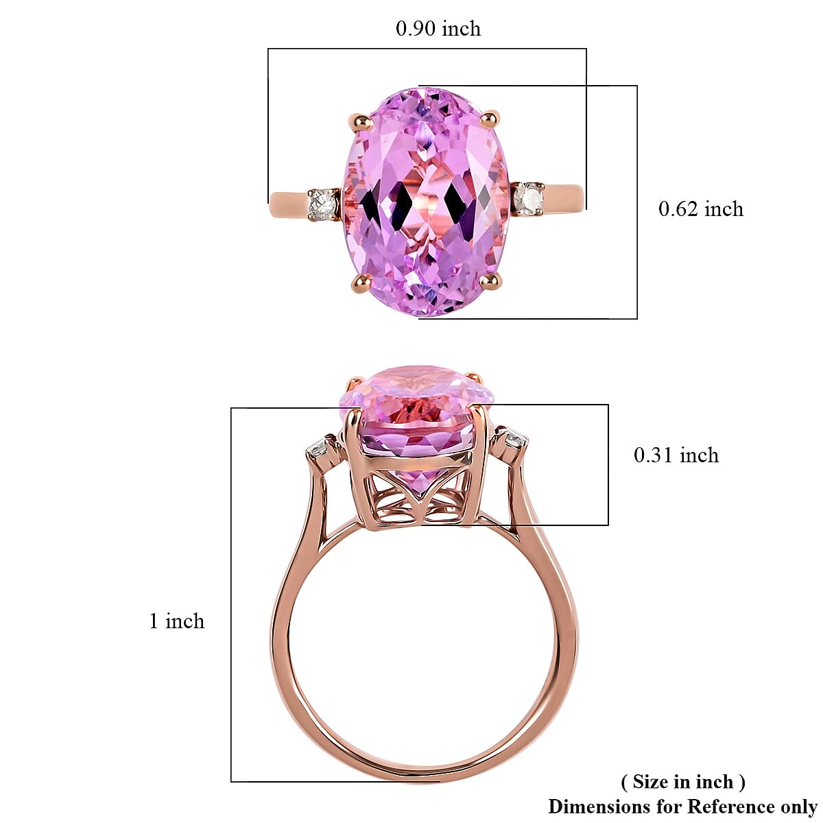 Certified and Appraised Luxoro 14K Rose Gold AAA Martha Rocha Kunzite and G-H I1 Diamond Ring (Size 6.0) 8.00 ctw