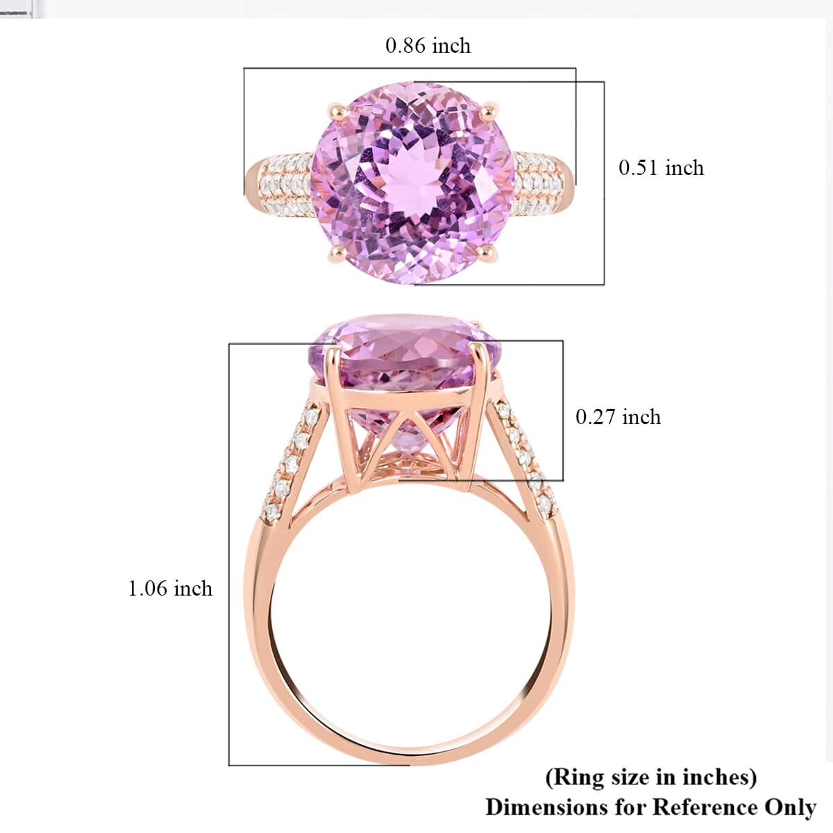 Certified LUXORO 14K Rose Gold AAA Martha Rocha Kunzite and G-H I1 Diamond Halo Ring 3.31 Grams 8.45 ctw image number 5