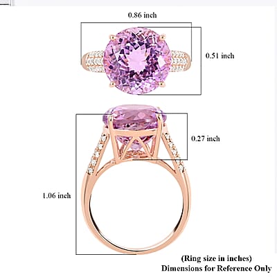 Certified & Appraised Luxoro 14K Rose Gold AAA Martha Rocha Kunzite and G-H I1 Diamond Halo Ring (Size 10.0) 3.31 Grams 8.45 ctw
