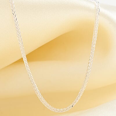 Italian Sterling Silver 0.8mm Wheat Necklace 24 Inches