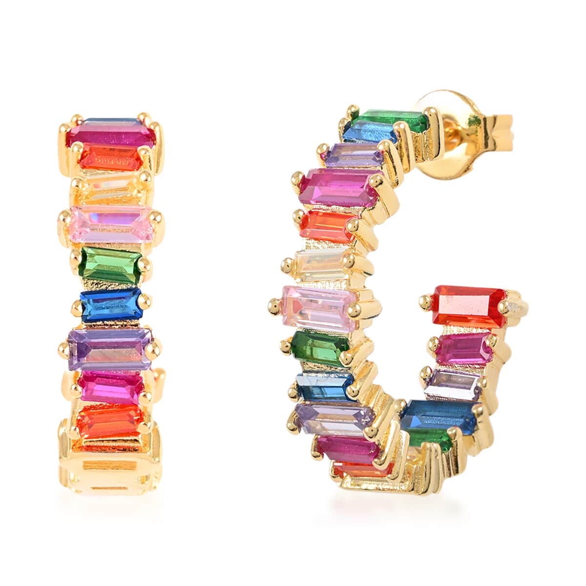 Multicolor stone deals hoop earrings