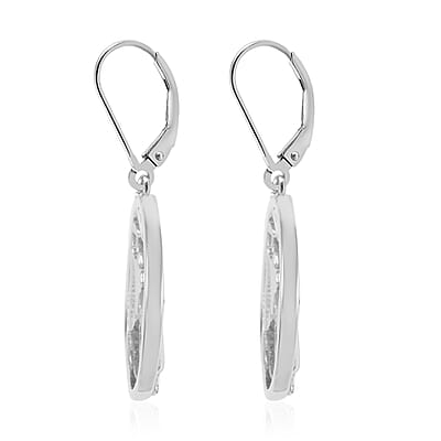 Simulated Diamond Globe Earrings in Silvertone 0.15 ctw