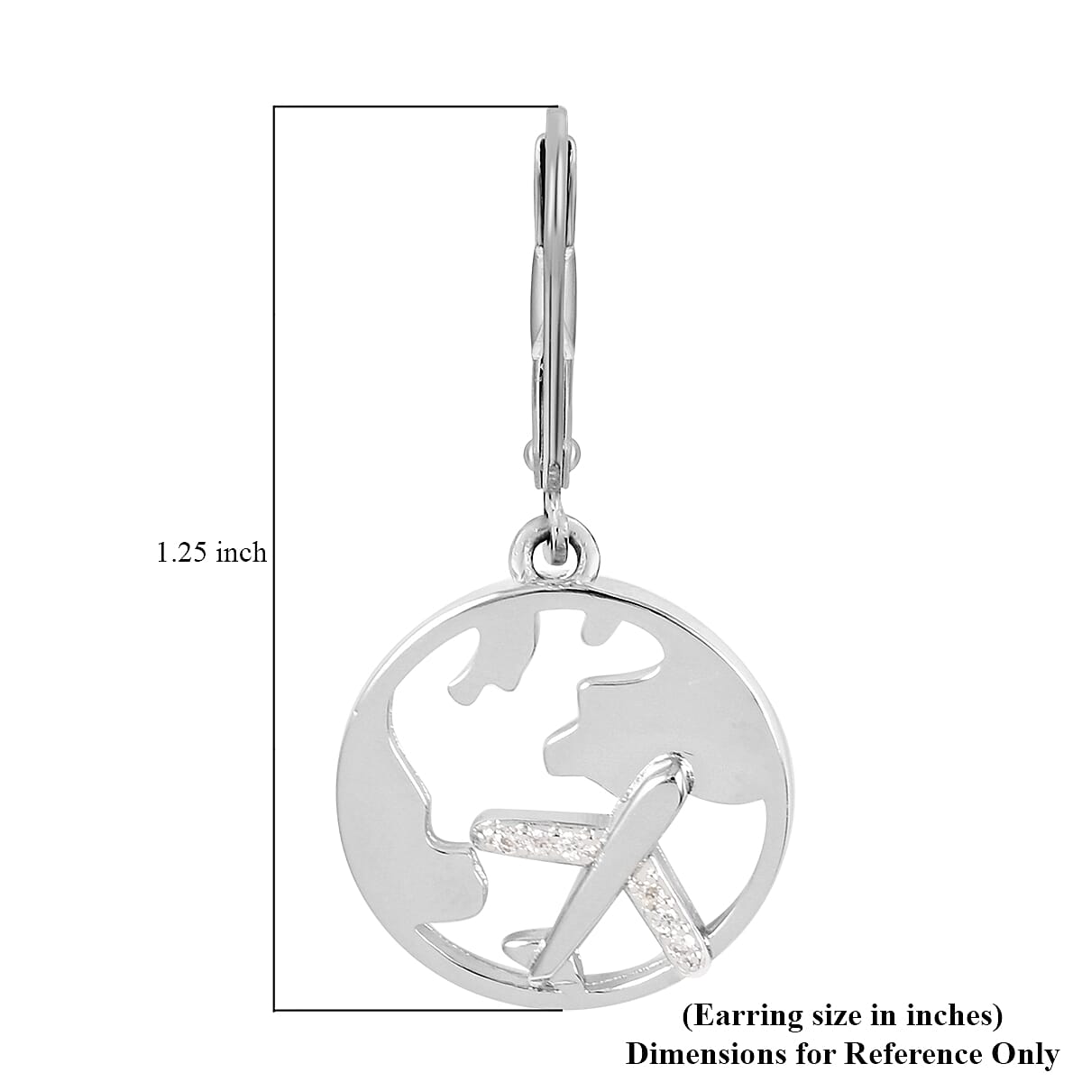 Simulated Diamond Globe Earrings in Silvertone 0.15 ctw