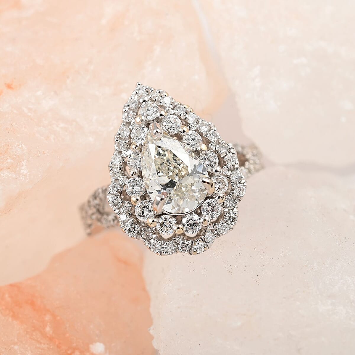 18K White Gold Diamond SI Ring (Size 7.0) 5.05 Grams 1.70 ctw image number 1