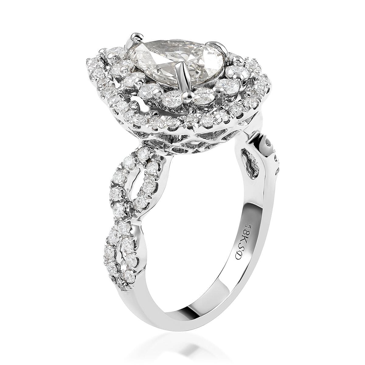 18K White Gold Diamond SI Ring (Size 7.0) 5.05 Grams 1.70 ctw image number 3