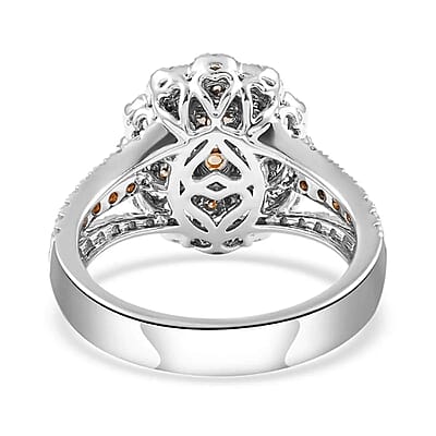 Modani Natural SI Yellow Diamond Ring , White Diamond Accent Ring, Diamond Floral Cluster Ring, 18K Yellow and White Gold Ring, Diamond Jewelry For Her 6.60 Grams 2.15 ctw (Size 10.0)
