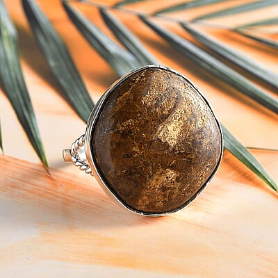 Artisan Crafted Natural Boulder Opal Solitaire Ring in Sterling Silver (Size 10.0) 15.85 ctw