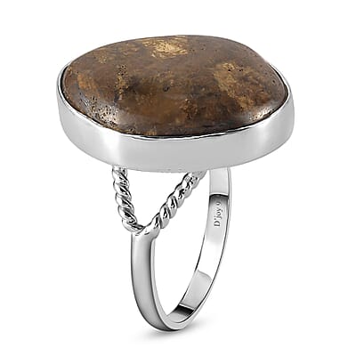 Artisan Crafted Natural Boulder Opal Solitaire Ring in Sterling Silver (Size 10.0) 15.85 ctw