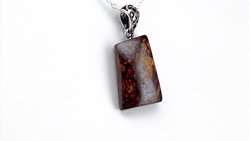 Artisan Crafted Boulder Opal 27.90 ctw Solitaire Pendant without Chain in Sterling Silver