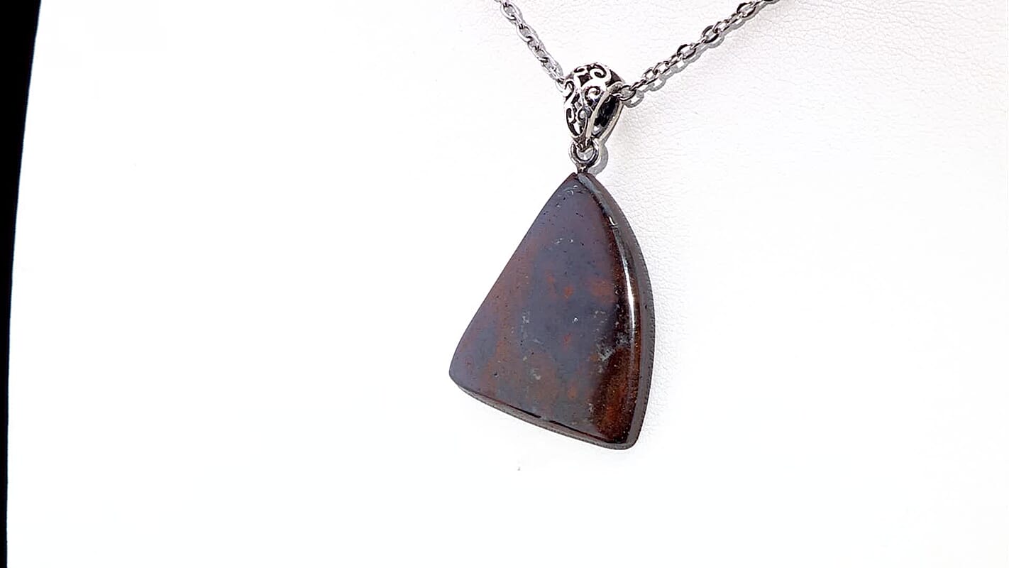 Artisan Crafted Boulder Opal 27.90 ctw Solitaire Pendant without Chain in Sterling Silver