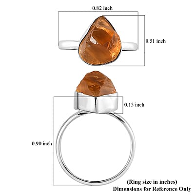 Artisan Crafted Rough Cut Brazilian Citrine Solitaire Ring in Sterling Silver (Size 10.0) 4.85 ctw