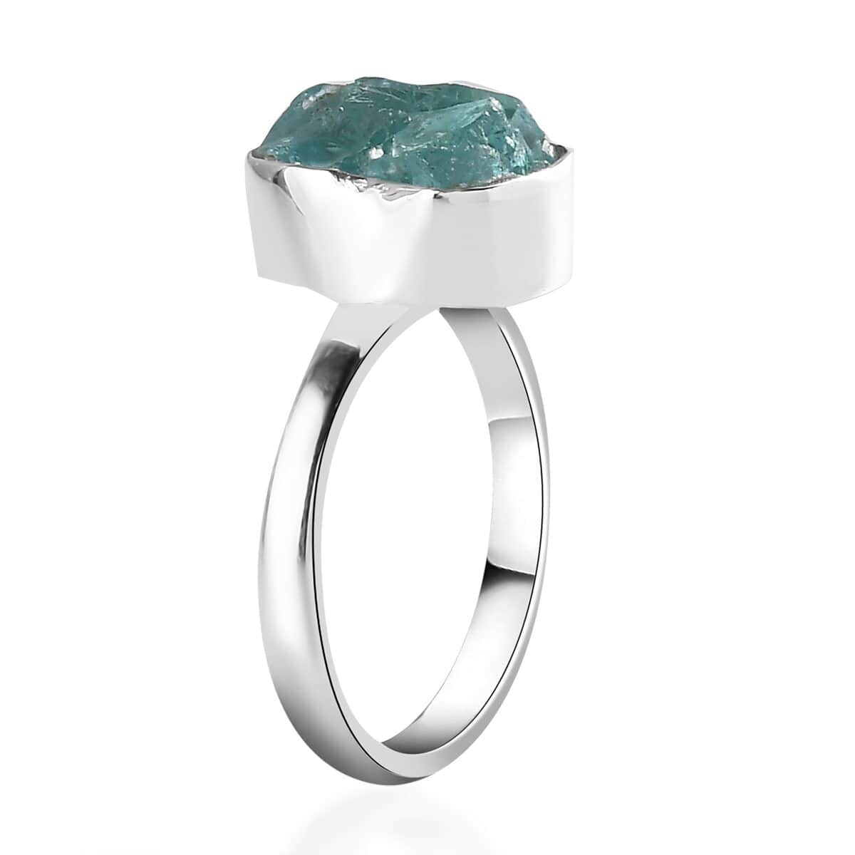 Artisan Crafted Rough Cut Madagascar Paraiba Apatite Ring in Sterling Silver (Size 10.0) 5.00 ctw image number 3