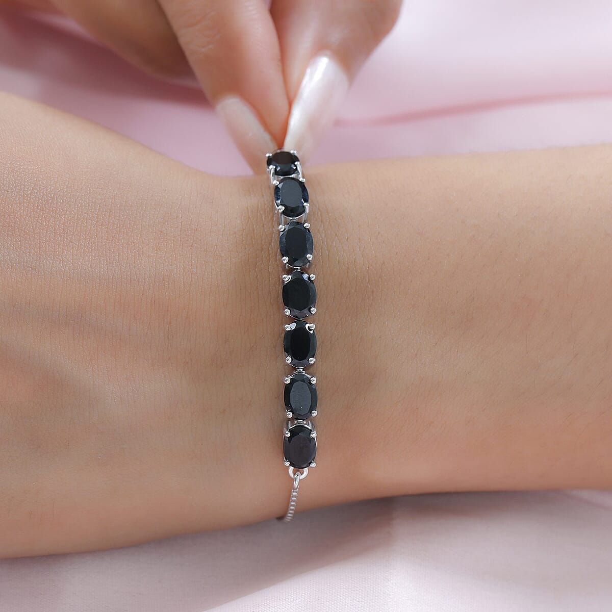 Thai Black Spinel Bolo Bracelet in Platinum Over Sterling Silver 4.50 ctw image number 2