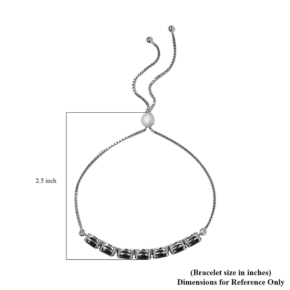 Thai Black Spinel Bolo Bracelet in Platinum Over Sterling Silver 4.50 ctw image number 4