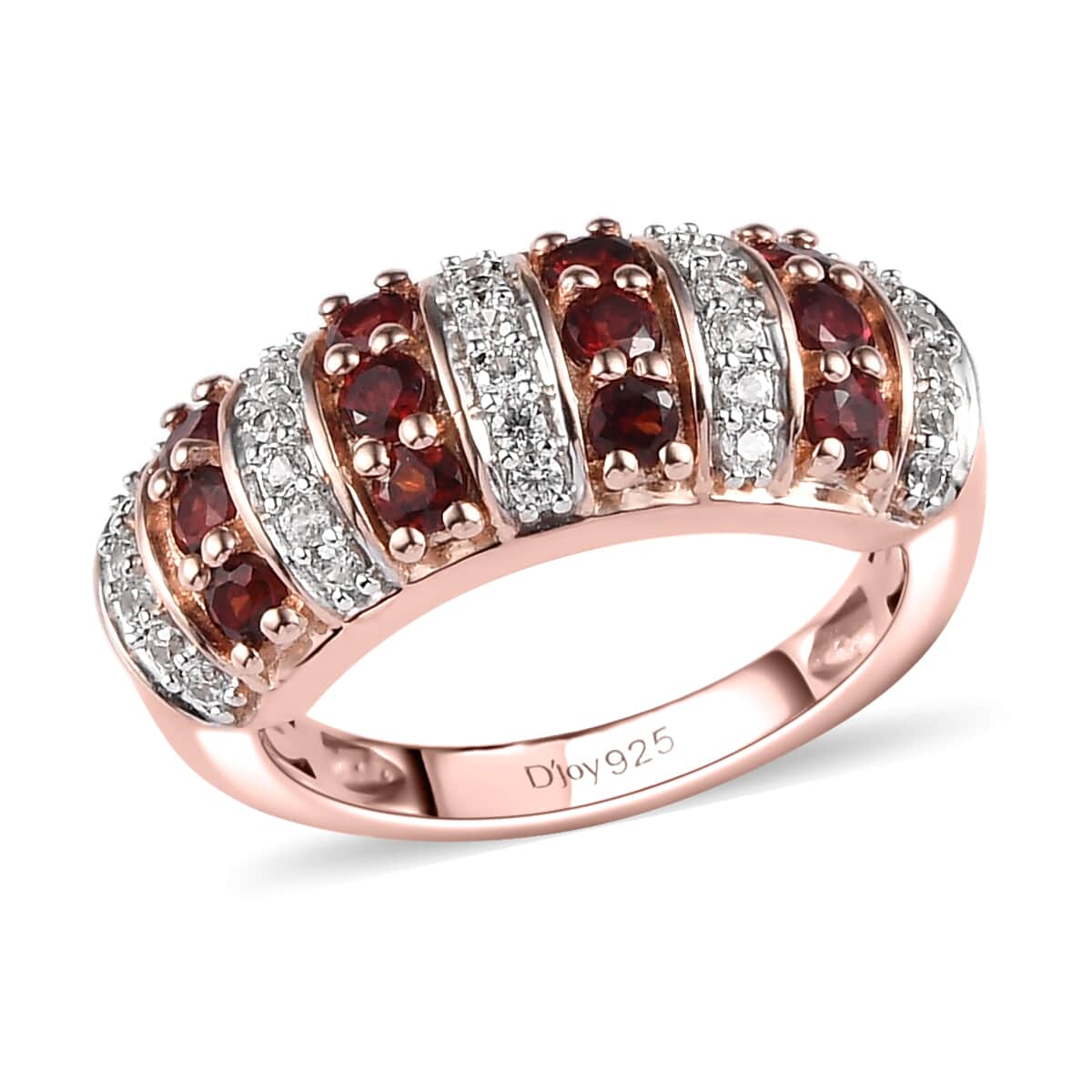 American Arizona Anthill Garnet and Natural White Zircon Ring in Vermeil Rose Gold Over Sterling Silver 1.10 ctw image number 0