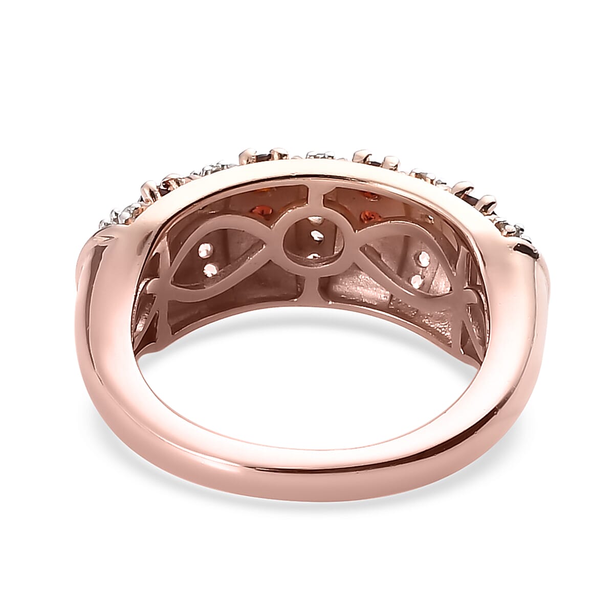 Anthill Garnet and Natural White Zircon Ring in Vermeil Rose Gold Over Sterling Silver (Size 10.0) 1.10 ctw