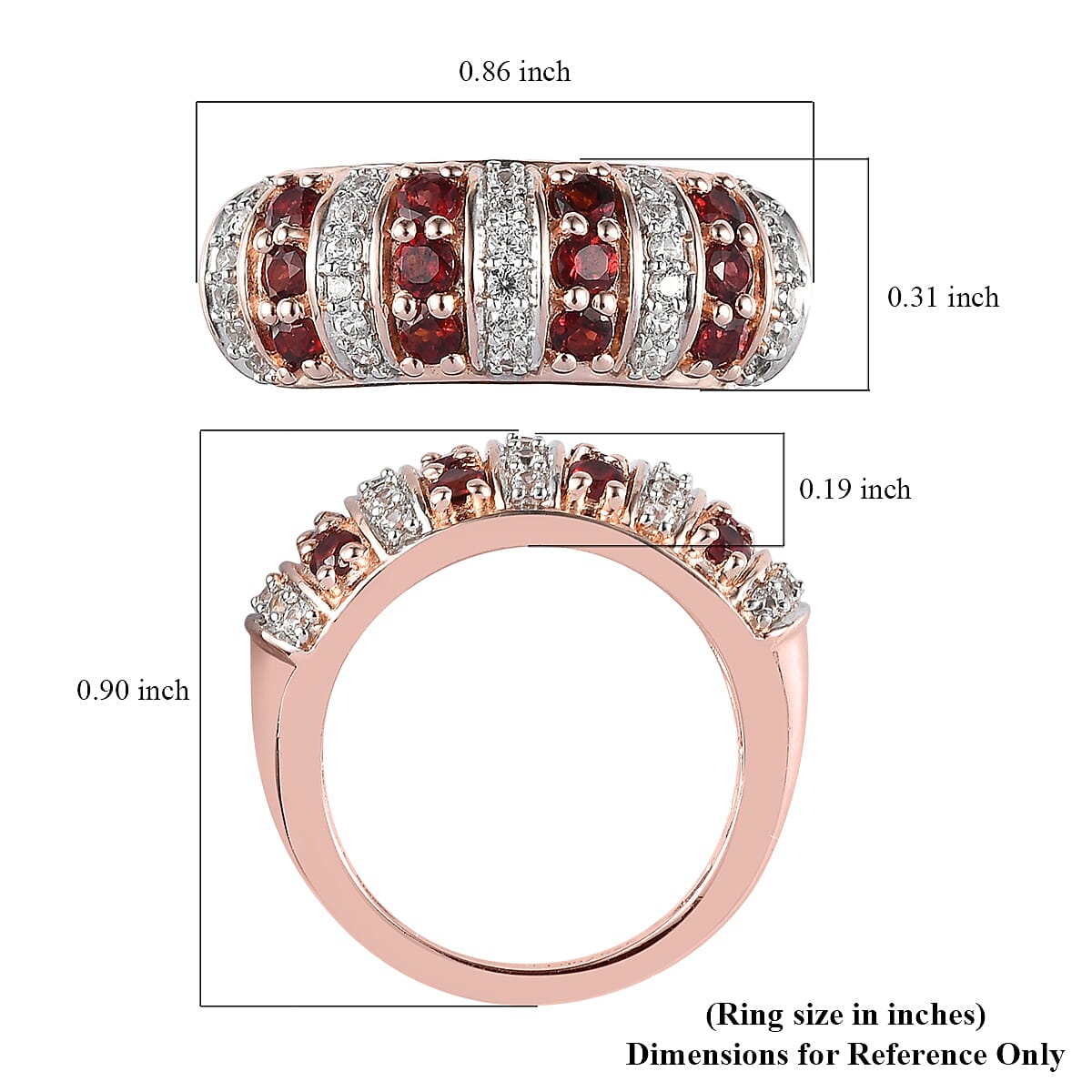Anthill Garnet and Natural White Zircon Ring in Vermeil Rose Gold Over Sterling Silver (Size 8.0) 1.10 ctw image number 5