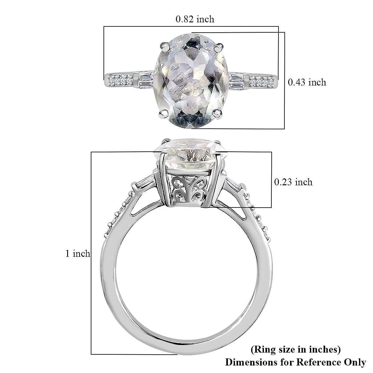 LUXORO 10K White Gold Premium Mexican Hyalite Opal and Diamond Ring 2 Grams 2.00 ctw image number 5