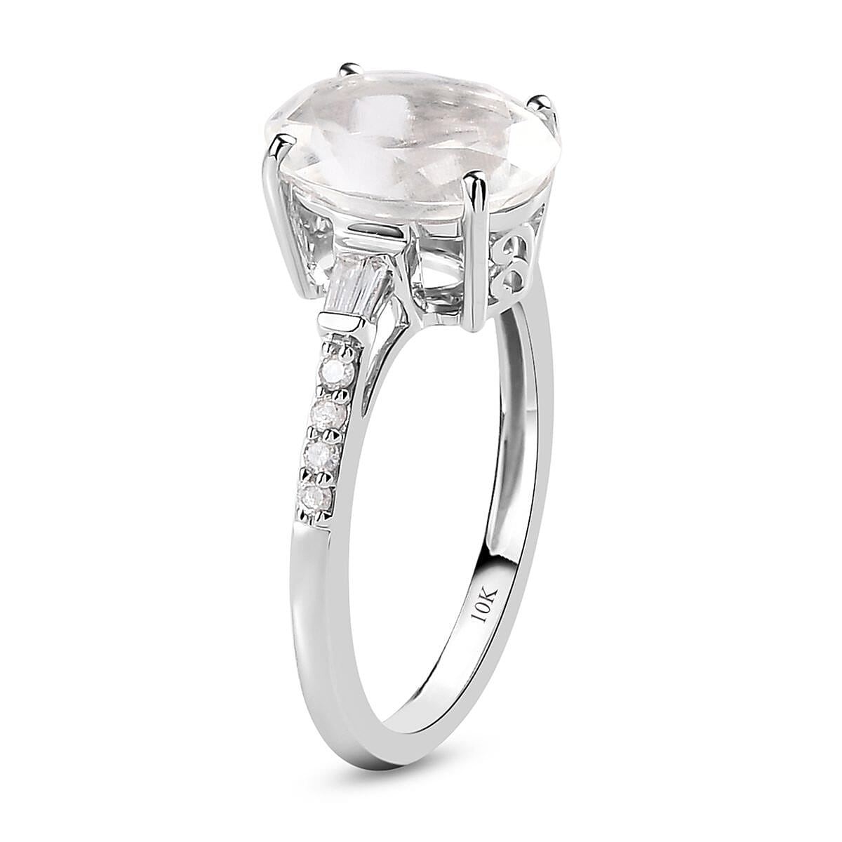 Luxoro 10K White Gold Premium Mexican Hyalite Opal and Diamond Ring (Size 6.0) 2.00 ctw image number 3