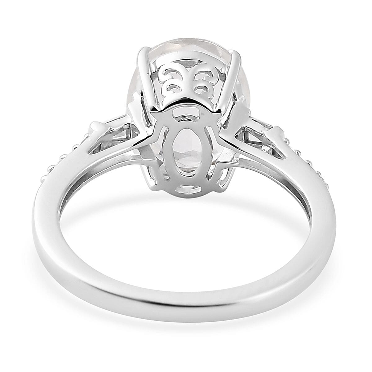 Luxoro 10K White Gold Premium Mexican Hyalite Opal and Diamond Ring (Size 6.0) 2.00 ctw image number 4