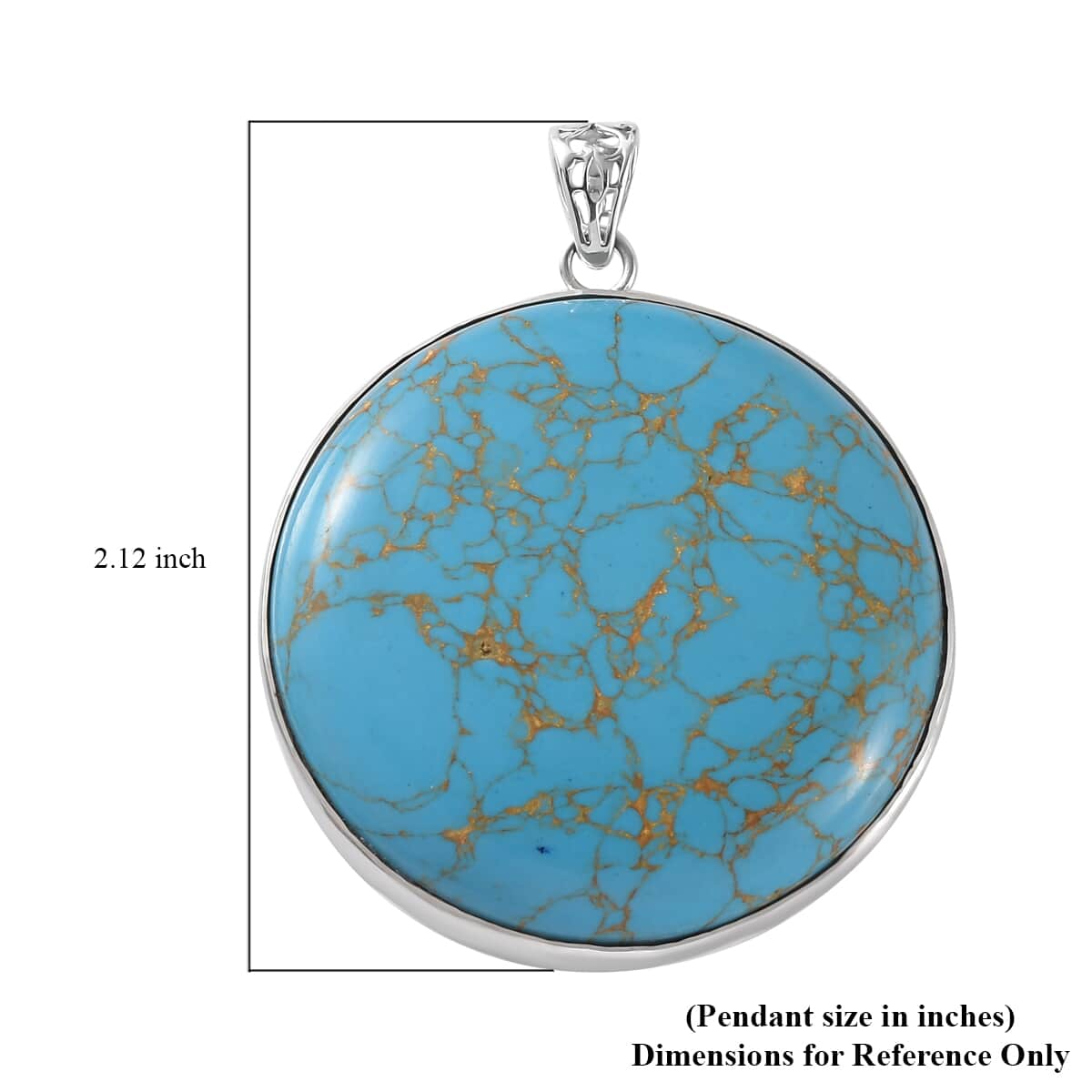 Artisan Crafted Mojave Blue Turquoise Round Pendant in Sterling Silver 97.00 ctw image number 5