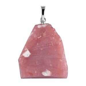 Artisan Crafted Inlay Cut Peruvian Pink Opal Pendant in Sterling Silver 30.00 ctw