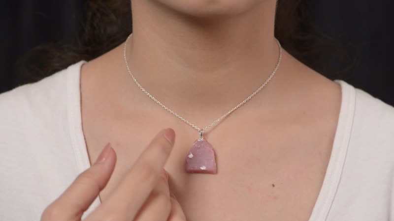 Artisan Crafted Inlay Cut Peruvian Pink Opal Pendant in Sterling Silver 30.00 ctw