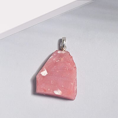 Artisan Crafted Inlay Cut Peruvian Pink Opal Pendant in Sterling Silver 30.00 ctw