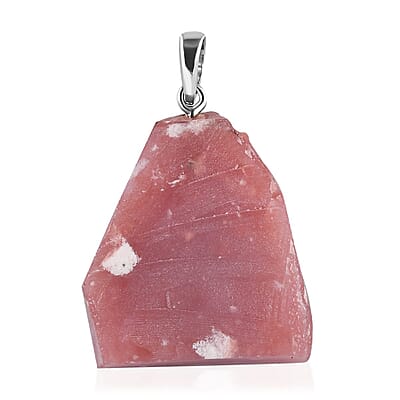 Artisan Crafted Inlay Cut Peruvian Pink Opal Pendant in Sterling Silver 30.00 ctw