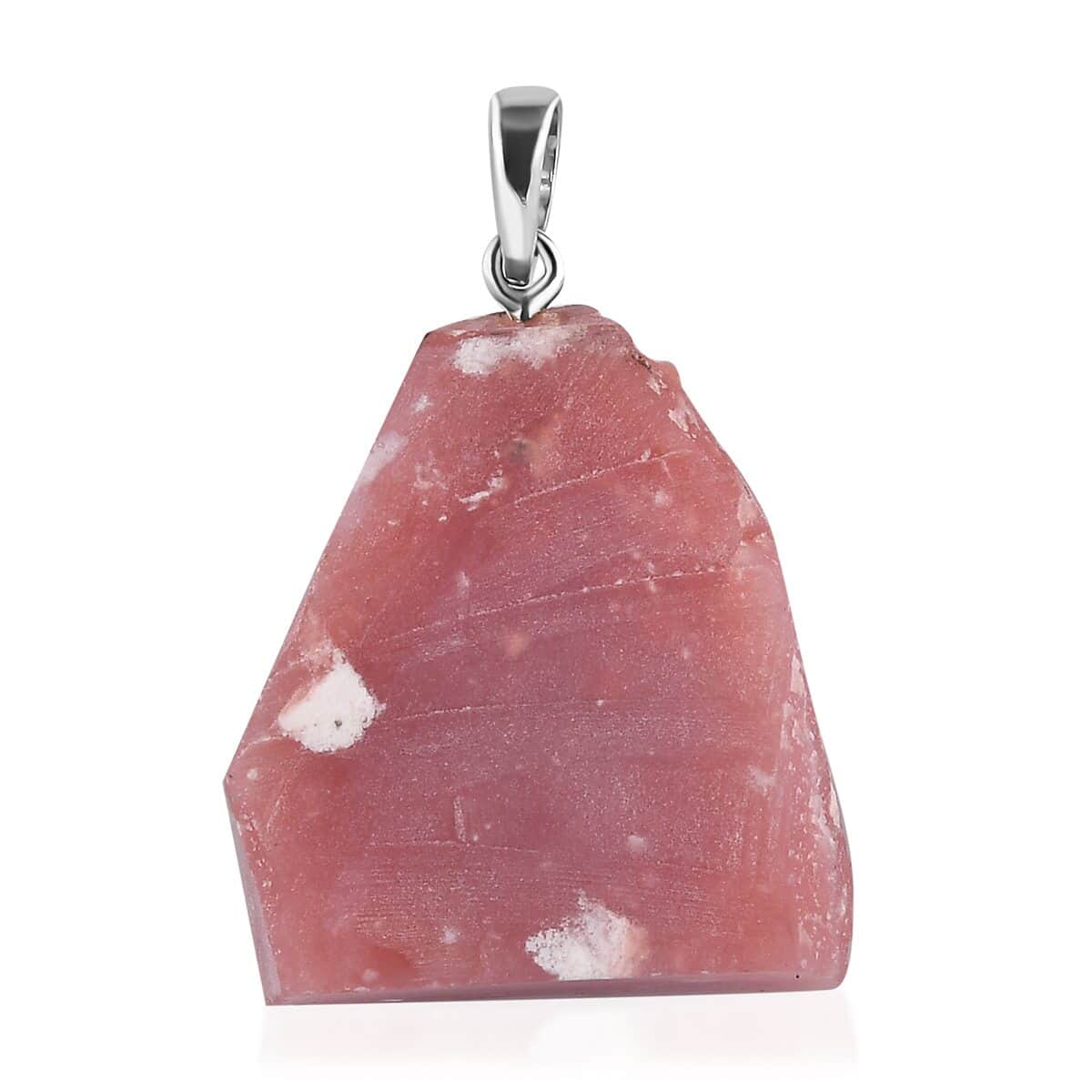 Artisan Crafted Inlay Cut Peruvian Pink Opal Pendant in Sterling Silver 30.00 ctw image number 4