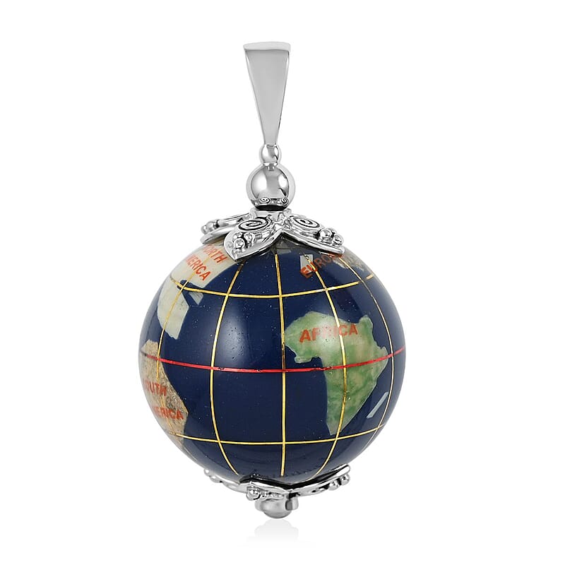 Sajen Silver Ceramic and Rainbow Moonstone Pendant in Platinum Over Sterling Silver 117.50 ctw