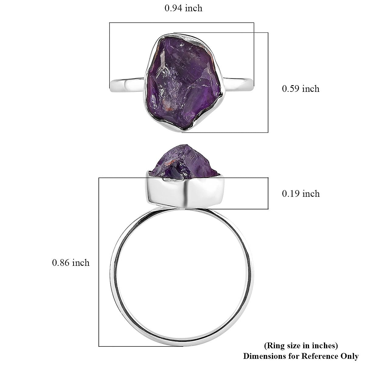 Artisan Crafted Rough Cut Amethyst Solitaire Ring in Sterling Silver (Size 7.0) 5.00 ctw image number 5