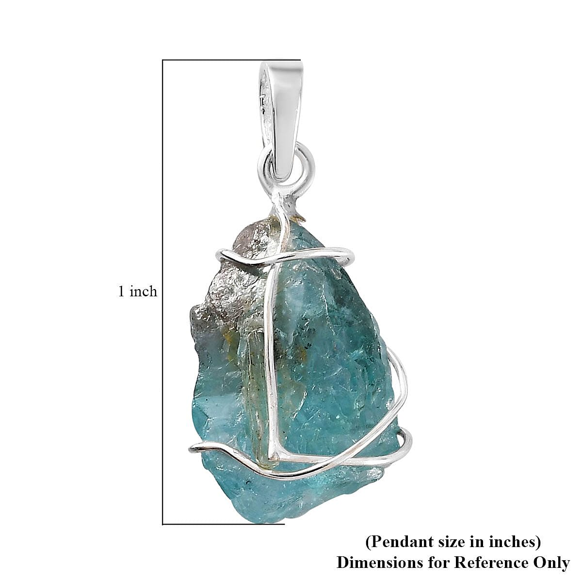 Artisan Crafted Rough Cut Paraiba Apatite Pendant in Sterling Silver 8.50 ctw