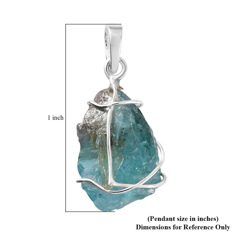 Artisan Crafted Rough Cut Paraiba Apatite Pendant in Sterling Silver 8.50 ctw