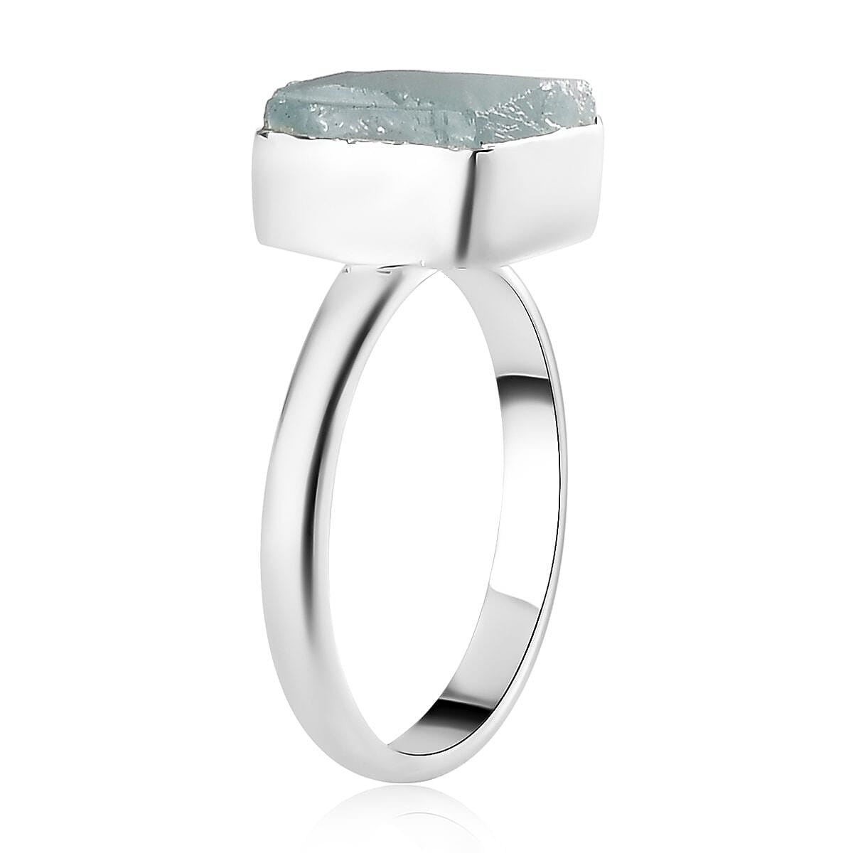 Artisan Crafted Rough Cut Milky Aquamarine Solitaire Ring in Sterling Silver (Size 7.0) 4.10 ctw image number 3