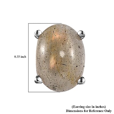 Madagascar Fire Labradorite Stud Earrings in Platinum Over Sterling Silver 2.75 ctw